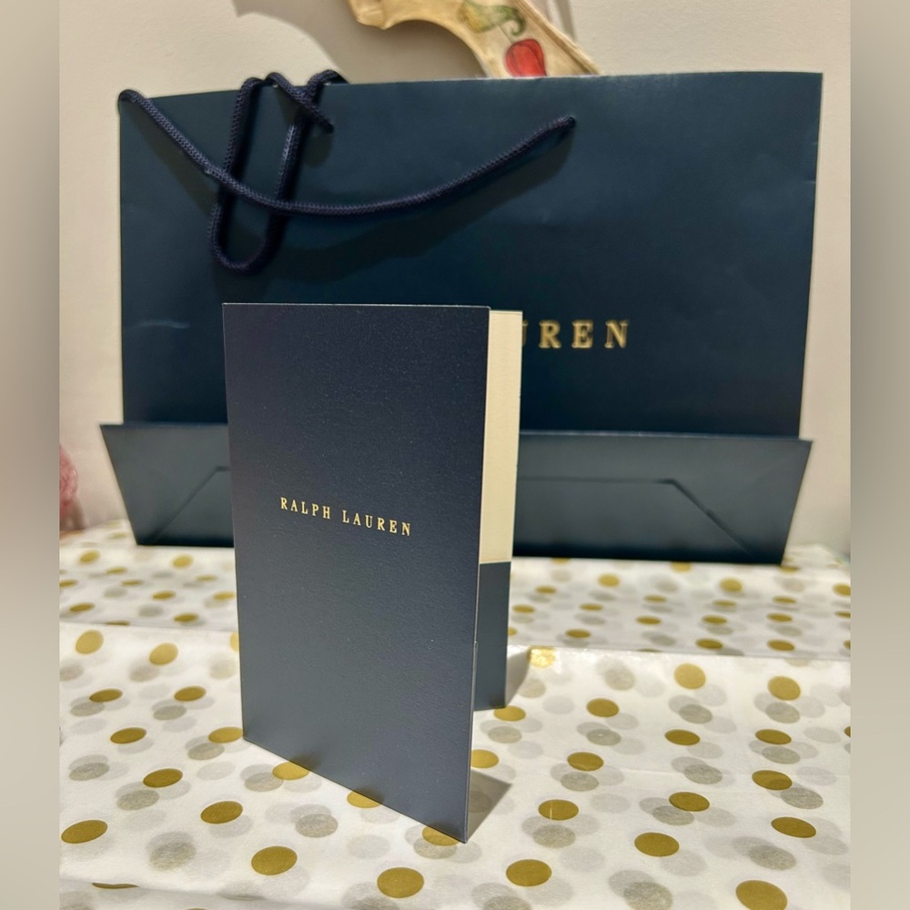 Ralph Lauren Dark Navy Blue Gift Shopping Bag w Rope Handles & Insert Card